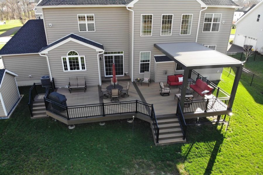 Overhead View of Deck With Covered Area for Entertaining